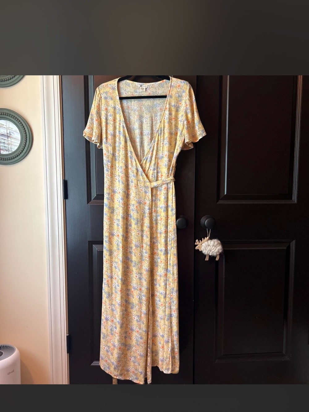 Billabong Yellow Floral Wrap Maxi Dress